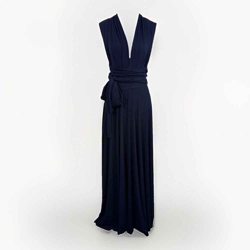 Butter By Nadia Jersey Knit Infinity Maxi Dress Skirt Convertible Drape OS Navy